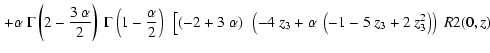$\displaystyle \left.+
\alpha~{\ifthenelse{\equal{Gamma}{Gamma}}{\Gamma}{Gamma}}...
...( -1 - 5~z_3 + 2~z_3^2 \right) \right) ~
\Muserfunction{R2}(0,z)
\right.\right.$