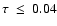 $\tau~\leq~ 0.04$
