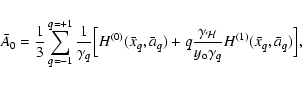 \begin{displaymath}{\bar A_0}={1\over 3}\sum_{q=-1}^{q=+1}{1\over
\gamma_q}\Bi...
...H}}\over y_{\rm o} \gamma_q} H^{(1)}(\bar x_q,\bar a_q)\Bigr],
\end{displaymath}