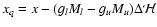 $x_q=x-(g_lM_l-g_uM_u)\Delta {\mathcal H}$