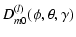 $\displaystyle D^{(l)}_{m 0}(\phi,\theta,\gamma)$