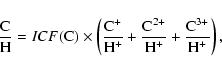 \begin{displaymath}\frac{{\rm C}}{{\rm H}}=ICF({\rm C})\times\left(\frac{{\rm C}...
...\rm C}^{2+}}{{\rm H}^+}+\frac{{\rm C}^{3+}}{{\rm H}^+}\right),
\end{displaymath}