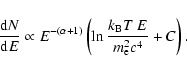 \begin{displaymath}
\frac{{\rm d} N}{{\rm d}E} \propto E^{-(\alpha+1)} \left(\ln\frac{k_{\rm B}T~E}{m_{\rm e}^2 c^4} + C\right).
\end{displaymath}