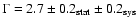 $\Gamma =
2.7\pm0.2_{\rm stat}\pm0.2_{\rm sys}$