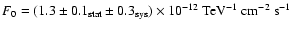 $F_0 = (1.3 \pm 0.1_{\rm stat} \pm 0.3_{\rm sys})
\times 10^{-12}~\rm TeV^{-1}~\rm cm^{-2}~\rm s^{-1}$
