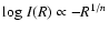 ${\rm log}~ I(R) \propto
-R^{1/n}$