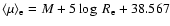 $\langle\mu\rangle_{\rm e} = M + 5\log~R_{\rm e} + 38.567$