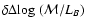 $\delta\Delta {\rm log}~({\cal M}/L_B)$