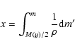 \begin{displaymath}
x=\int_{M(y)/2}^{m}\frac{1}{\rho}{\rm d}m'
\end{displaymath}