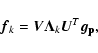 \begin{displaymath}
\vec{f}_k = \vec{V}\vec{\Lambda}_k \vec{U}^T\vec{g_{\rm p}},
\end{displaymath}