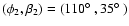 $(\phi_{2}, \beta_{2}) = (110\hbox{$^\circ$ }, 35\hbox{$^\circ$ })$