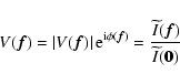 \begin{displaymath}
V(\vec f)=\left\vert V(\vec f)\right\vert {\rm e}^{{\rm i}\phi(\vec
f)}=\frac{\widetilde{I}(\vec f)}{ \widetilde{I}(\vec 0)}
\end{displaymath}