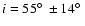 $i=55\hbox{$^\circ$ }\pm 14 \hbox{$^\circ$ }$
