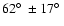$62\hbox{$^\circ$ }\pm 17\hbox{$^\circ$ }$
