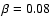 $\beta =0.08$