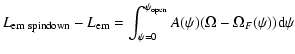 $\displaystyle L_{\rm em\ spindown}-L_{\rm em}
=\int_{\psi=0}^{\psi_{\rm open}}
A(\psi)(\Omega-\Omega_F(\psi)){\rm d}\psi$