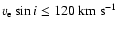 $v_{\rm e} \sin
i \leq 120 ~\rm km~s^{-1}$