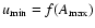 $u_{\rm min}= f(A_{{{\rm max}}})$