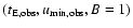 $({t_{{{\rm E,obs}}}},{u_{{{\rm min,obs}}}},B=1)$