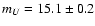 $m_U=15.1\pm0.2$