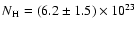 $N{\rm _{H}}=(6.2\pm1.5)\times10^{23}$