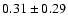 $0.31\pm0.29$