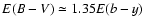 $E(B-V)\simeq1.35E(b-y)$