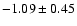 $-1.09\pm0.45$