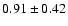 $0.91\pm0.42$