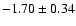 $-1.70\pm0.34$