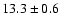 $ 13.3\pm 0.6$