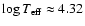$\log
{T_{\rm eff}}\approx 4.32$