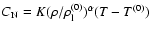 $C_{\rm N} = K (\rho/\rho^{(0)}_{\rm l})^\alpha (T-T^{(0)})$