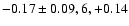 $-0.17\pm 0.09, 6, +0.14$