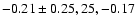 $-0.21\pm0.25,25,-0.17$