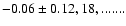 $-0.06\pm0.12,18,.......$