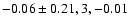 $-0.06\pm0.21, 3,-0.01$