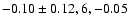 $-0.10\pm0.12, 6,-0.05$