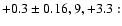 $+0.3\pm0.16, 9, +3.3:$