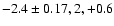 $-2.4\pm0.17, 2, +0.6 $