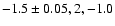 $-1.5\pm0.05, 2, -1.0$