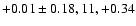 $+0.01\pm0.18, 11, +0.34$