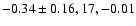 $-0.34\pm0.16, 17, -0.01$