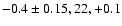 $-0.4\pm0.15, 22, +0.1$