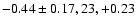 $-0.44\pm0.17, 23, +0.23$