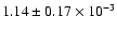 $ 1.14 \pm 0.17\times 10^{-3} $