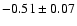 $ -0.51 \pm 0.07 $