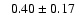 $ \phantom{+} 0.40 \pm 0.17 $