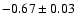 $ -0.67 \pm 0.03 $