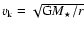 $v_{\rm k} = \sqrt{{\rm G}M_\star/r}$